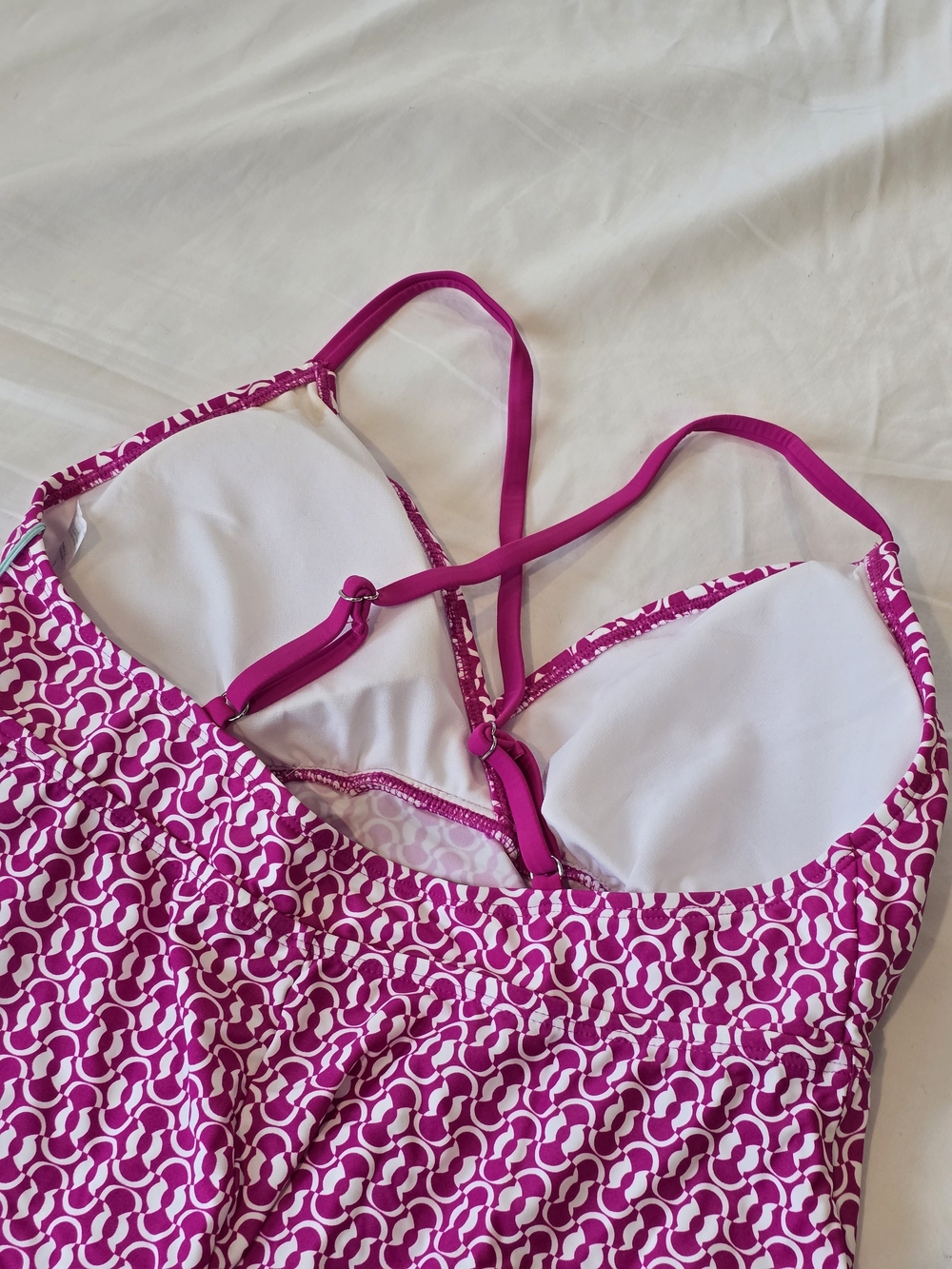 Kona Sol Fuchsia Pink Patterned Swim Tankini Top. Size L. 12/14. NWT - Picture 5 of 6